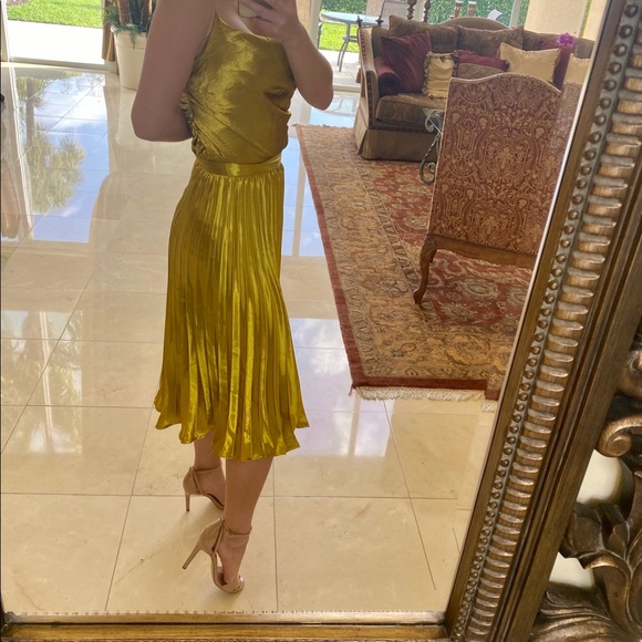 ❌SOLD❌ BNWT Nasty Gal Gold Pleated Skirt Size 2 - Picture 7 of 10